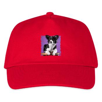 Hund sitzt auf Hocker - Kinder Basecap - Rot - Vorne