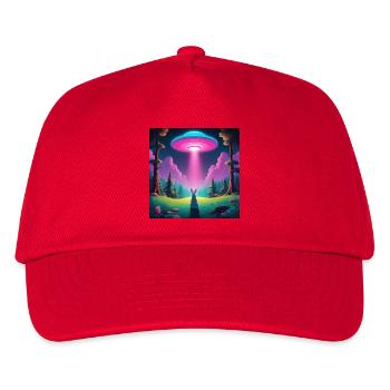 UFO mit Hase - Kinder Basecap - Rot - Vorne