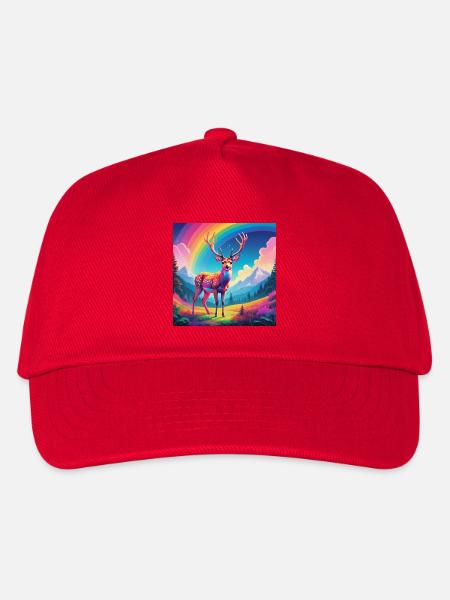 Hirsch mit Regenbogen - Kinder Basecap - Rot