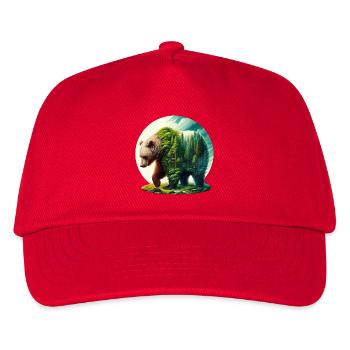 Bär mit Wald in der Silhouette - Kinder Basecap - Rot - Vorne