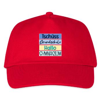 TSCHÜSS GRUNDSCHULE - HALLO GYMNASIUM - Kinder Basecap - Rot - Vorne