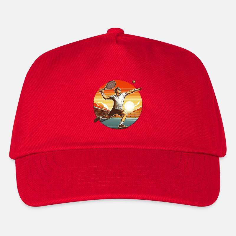Tennisschaukel bei Sonnenuntergang - Kinder Basecap - Rot