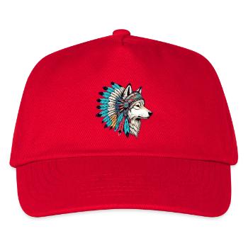 Indianerwolf Amerikanische Rothaut - Kinder Basecap - Rot - Vorne