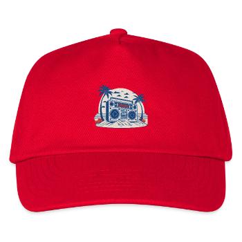 Vintage-Musik-Ghettoblaster - Kinder Basecap - Rot - Vorne
