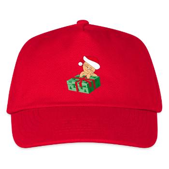 Happy Cat Katze with a Gift - Kinder Basecap - Rot - Vorne