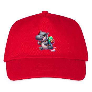 Start of school with hippopotamus:Hippopotamus for school beginners - Kids’ Baseball Cap - red - Front