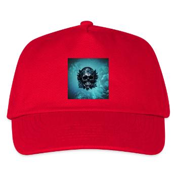 Dunkelblauer Totenschädel mit Rosen - Kinder Basecap - Rot - Vorne