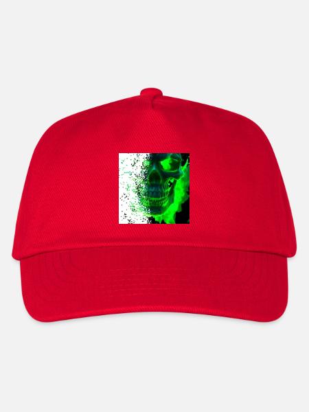 Grünes Kryptowelt Schädel Design - Kinder Basecap - Rot