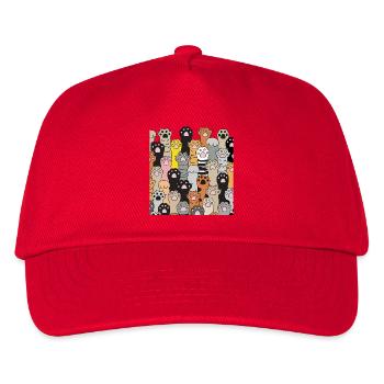 Cute cats, colorful legs - Kids’ Baseball Cap - red - Front