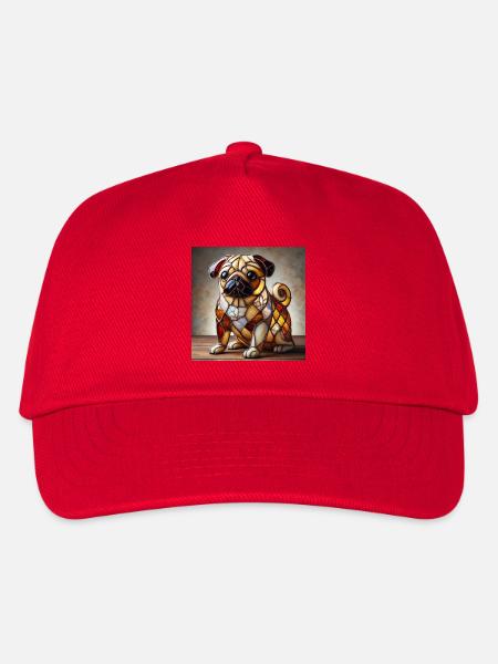 Stained Glass Bulldog Dekofigur - Kinder Basecap - Rot