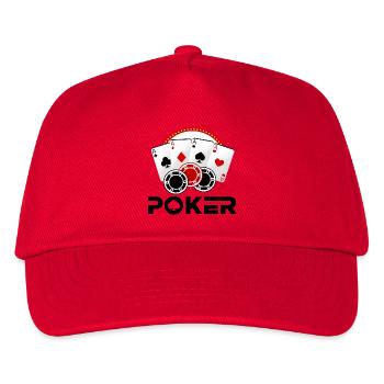 Poker, Poker spielen, Pokerspieler - Kinder Basecap - Rot - Vorne