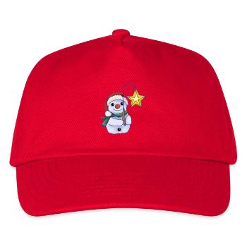 Schneemann mit Stern - Kinder Basecap - Rot - Vorne