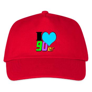 90er Party , Mottoparty , 90er Jahre Love (25) - Kinder Basecap - Rot - Vorne