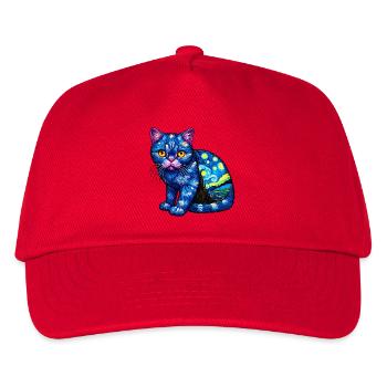 Katze - Kinder Basecap - Rot - Vorne