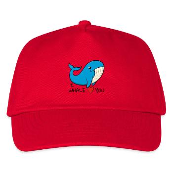 "I whale love you" Fröhlicher Blauwal - Kinder Basecap - Rot - Vorne
