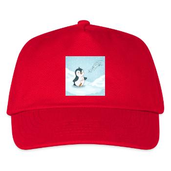 Süßer Pinguin singt im Schnee - Kinder Basecap - Rot - Vorne