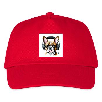 Novel dog motif with headphones - Kids’ Baseball Cap - red - Front