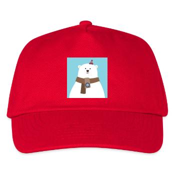 Poster Eisbär Nordpol Bär Eis Schnee Winter cool - Kinder Basecap - Rot - Vorne
