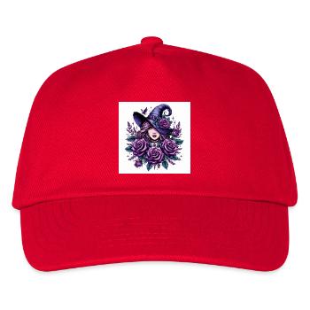Hexe mit violett Rosen - Kinder Basecap - Rot - Vorne