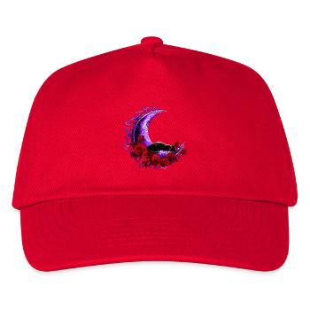 mondsichel, Katzen motiv, Rosenblüten - Kinder Basecap - Rot - Vorne
