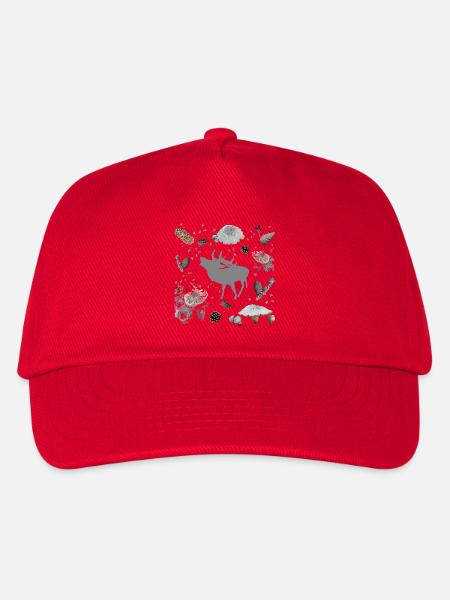 Cerf aux pommes de pin et champignons - Casquette de baseball Enfant - rouge