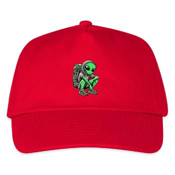 Alien Backpacker Design - Kinder Basecap - Rot - Vorne