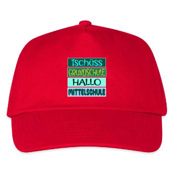 TSCHÜSS GRUNDSCHULE HALLO MITTELSCHULE SCHÜLER - Kinder Basecap - Rot - Vorne