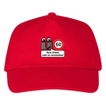 60. Geburtstag , kein Grund sich zu verstecken - Kinder Basecap - Rot - Vorne