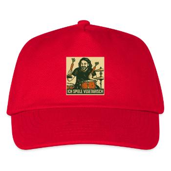 Schlagzeug Ich spiele vegetarisch - Kinder Basecap - Rot - Vorne