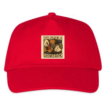 Gitarre ich spiele vegetarisch - Kinder Basecap - Rot - Vorne