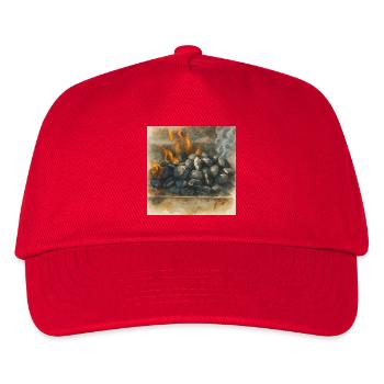 Barbecue Motif with Embers and Flame - Watercolor - Kids’ Baseball Cap - red - Front
