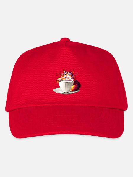 Bunter Farbzauber Katze Milchtasse - Kinder Basecap - Rot