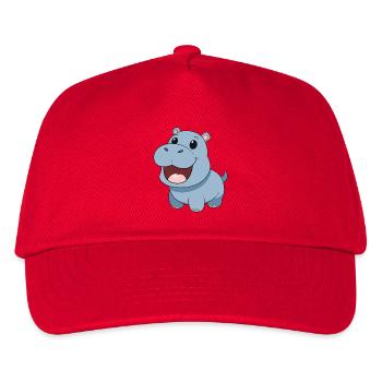 Glückliches und lächelndes Baby-Nilpferd - Kinder Basecap - Rot - Vorne