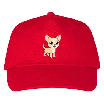 Entzückendes beiges Chiwawa mit großen Augen - Kinder Basecap - Rot - Vorne