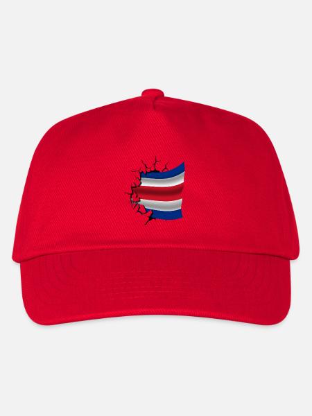 Flagge von Costa Rica - Costa Rica - Flagge gebrochen - Kinder Basecap - Rot