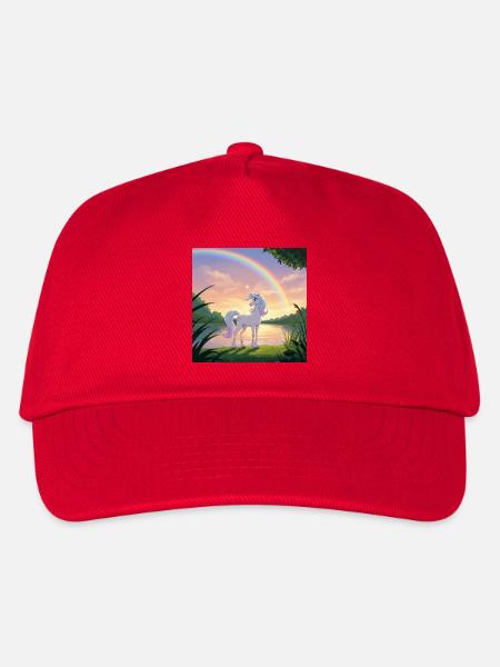 Einhorn unter dem Regenbogen - Kinder Basecap - Rot