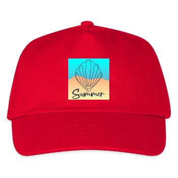 Line Art Coquillage - Plage d’été - Casquette de baseball Enfant - rouge - Devant
