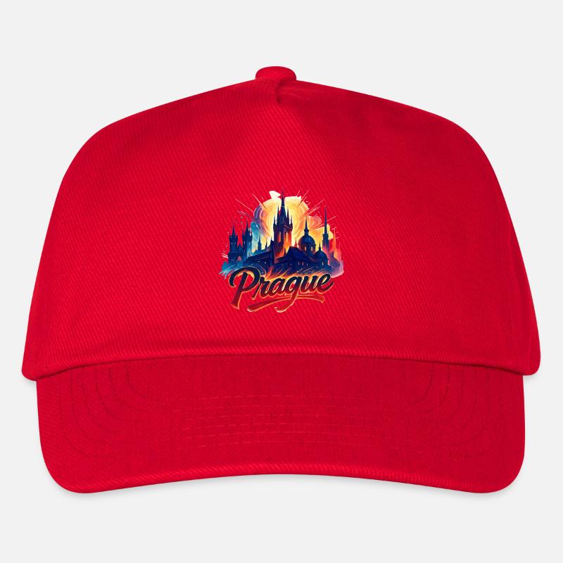 Prag Hauptstadt Tschechien Silhouette Geschenk - Kinder Basecap - Rot