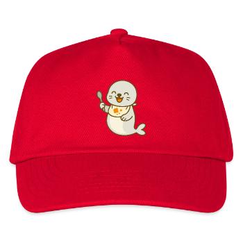 Futtern mit dem Robbenbaby - Kinder Basecap - Rot - Vorne