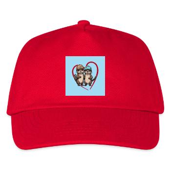 Zwei Fischotter mit Basecap Kumpels und Freunde - Kinder Basecap - Rot - Vorne