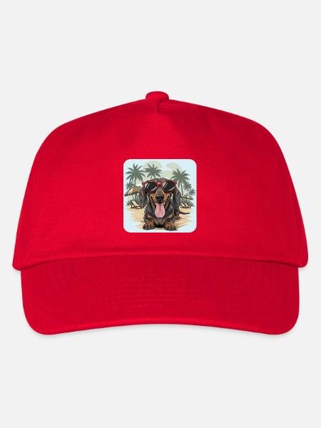 Cooler Dackel Beach Day Sommerhund-Grafik - Kinder Basecap - Rot