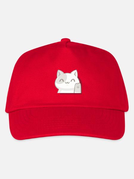 Winkende Kawaii-Katze,Glücksbringer im Chibi-Stil - Kinder Basecap - Rot