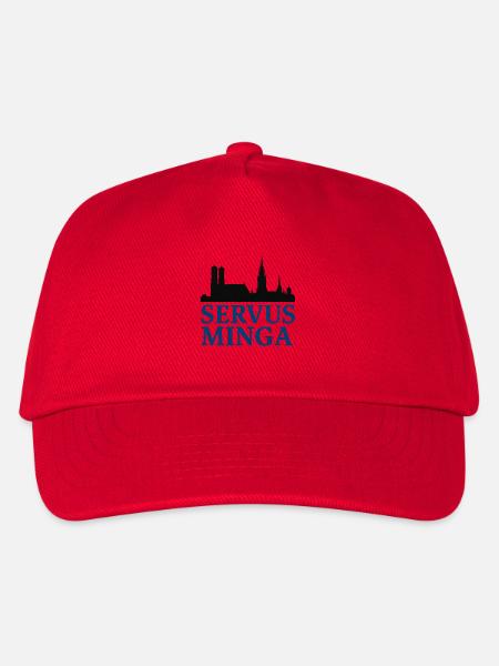 Servus Minga Silhouette Design - Kinder Basecap - Rot