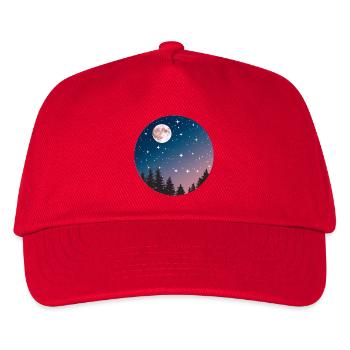 Mondschein Nachthimmel Baum Silhouette - Kinder Basecap - Rot - Vorne