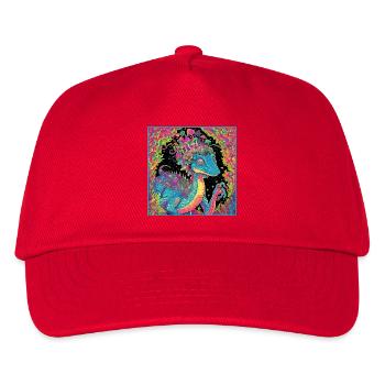 Psychedelischer Walddrache Illustration - Kinder Basecap - Rot - Vorne