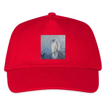 Canvas Painting of a Black-Feathered White Raven - Kids’ Baseball Cap - red - Front