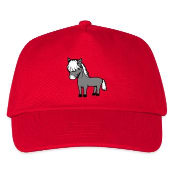 Horse Bob Hair Hairstyle Pony Foal Cute Comic - Kids’ Baseball Cap - red - Front