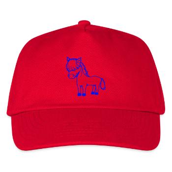 Pferd Bob Haare Frisur Pony Fohlen Niedlich Comic - Kinder Basecap - Rot - Vorne