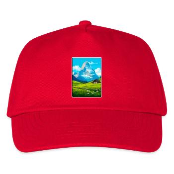 Eiger Schweiz Berglandschaft Illustration - Kinder Basecap - Rot - Vorne