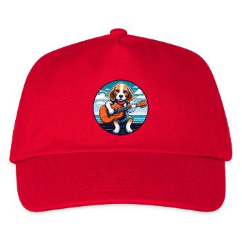 Hundefreund Beagle mit Gitarre - Kinder Basecap - Rot - Vorne